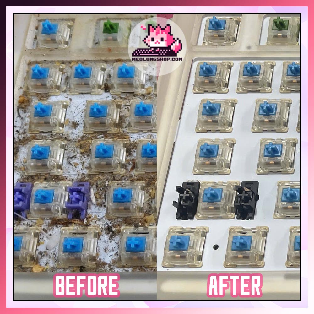 Trước và sau khi vệ sinh thay switch bàn phím cơ